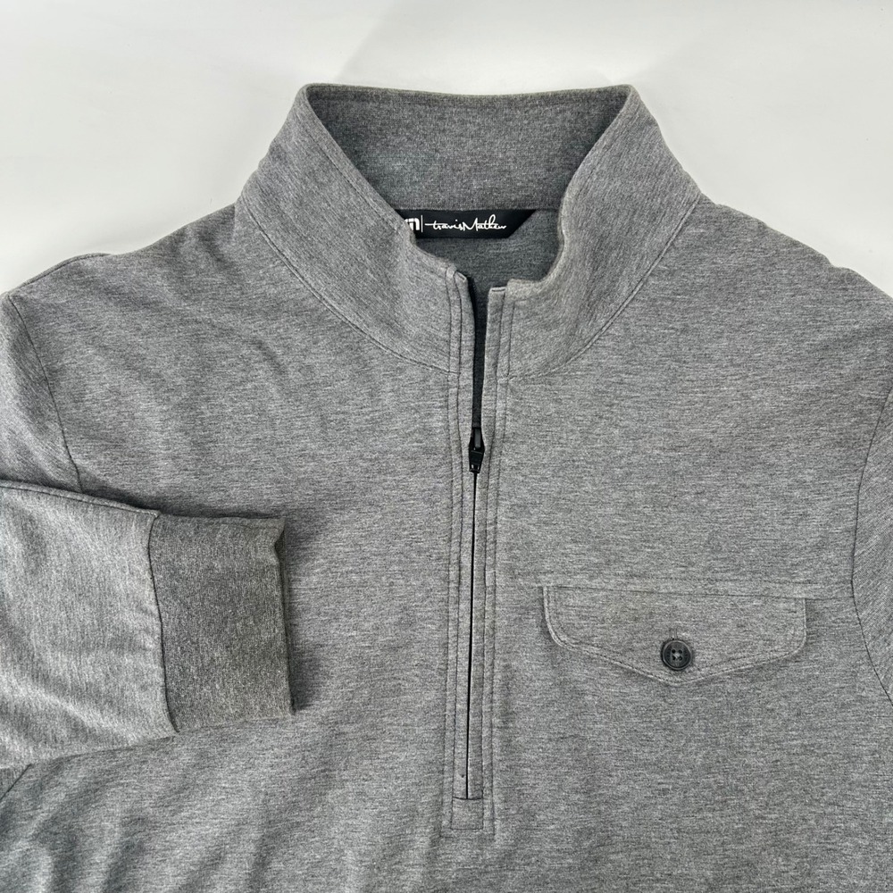 TravisMathew Quarter Zip Pullover Mens Medium Gray Heathered Stretch Golf Top